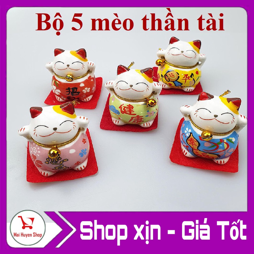 BỘ 5 TƯỢNG MÈO THẦN TÀI MAY MẮN