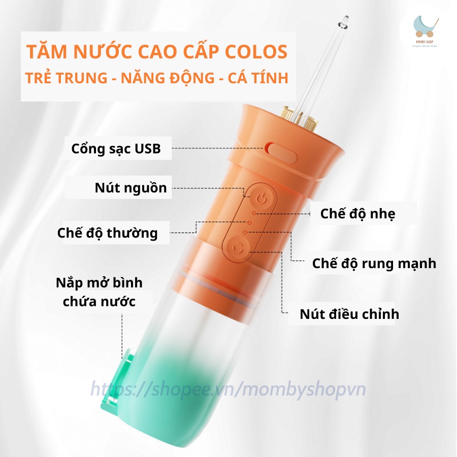 Máy tăm nước cầm tay cao cấp Oral Irrigator Colors, tăm nước mini gấp gọn vệ sinh răng miệng siêu sạch [TẶNG 4 ĐẦU PHUN]