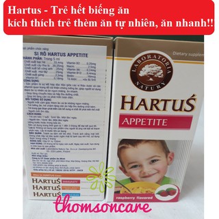 Hartus Appetite Siro ăn ngon, giúp trẻ hết biếng ăn, thèm ăn, ăn nhanh - Chính hãng