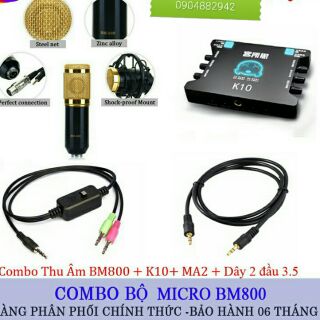 Combo livetream thu âm bm800. sound cards xox k10. ma2