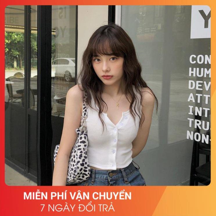 Áo Ba Lỗ Phối Khuy Cổ V 24AP Nữ [FREESHIP] 🌸 Croptop thun tăm body dáng ôm thể thao, học sinh cá tính Ulzzang 🌸 | BigBuy360 - bigbuy360.vn