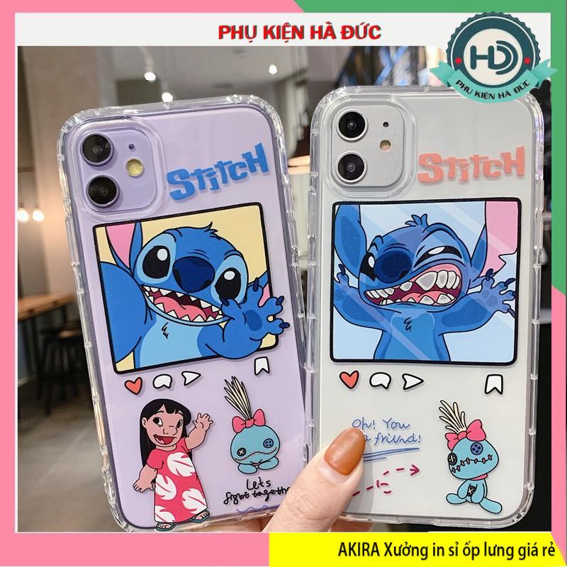 ốp lưng stitch xanh đỏ dẻo trong chống sốc dày 2.0mm cho full dòng máy iphone Akira case