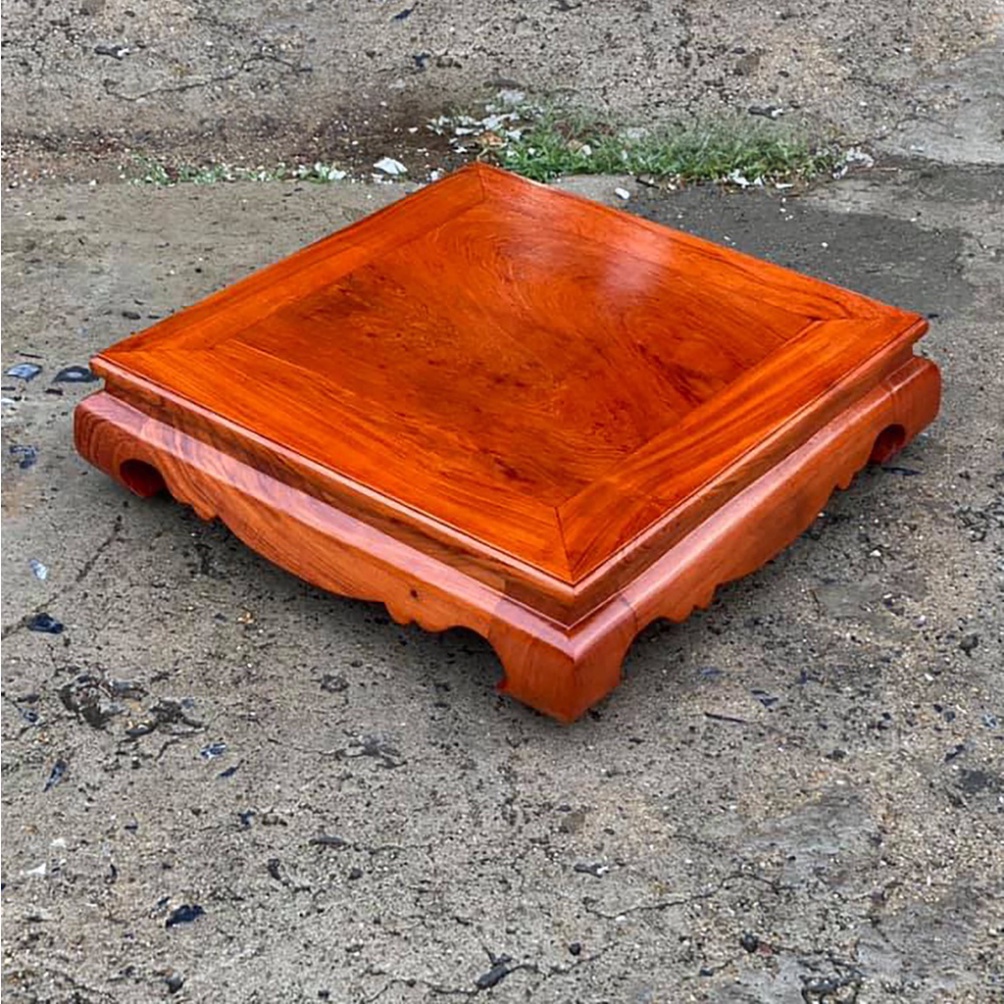 Đế trơn vuông kê đồ trang trí phòng khách gỗ hương cao 9cm