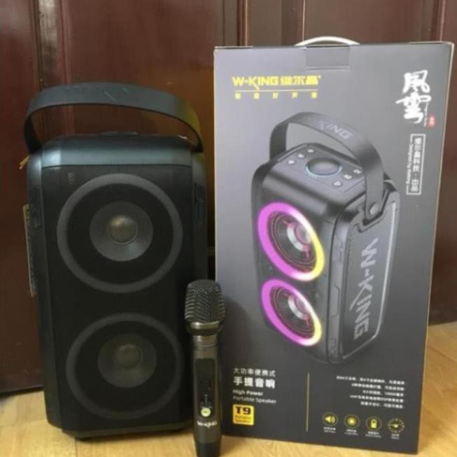 Loa bluetooth W-KING T9 – Loa karaoke di động công suất cao 80W âm thanh cực đỉnh, đèn led RGB + KÈM 1 micro