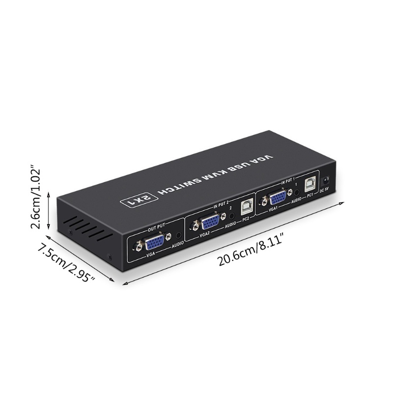 Hub Chia Cổng USB 2 Trong 1 VGA KVM Cho Máy In
