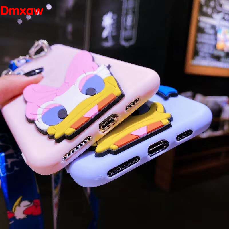 DISNEY Ốp Điện Thoại Mềm In Hình Mickey Minnie Daisy Donald Có Dây Đeo Cho Samsung Galaxy S10 S9 S8 Plus S7