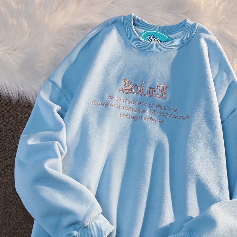 Áo nỉ bông Áo sweater họa tiết chữ thêu phong cách hàn | BigBuy360 - bigbuy360.vn