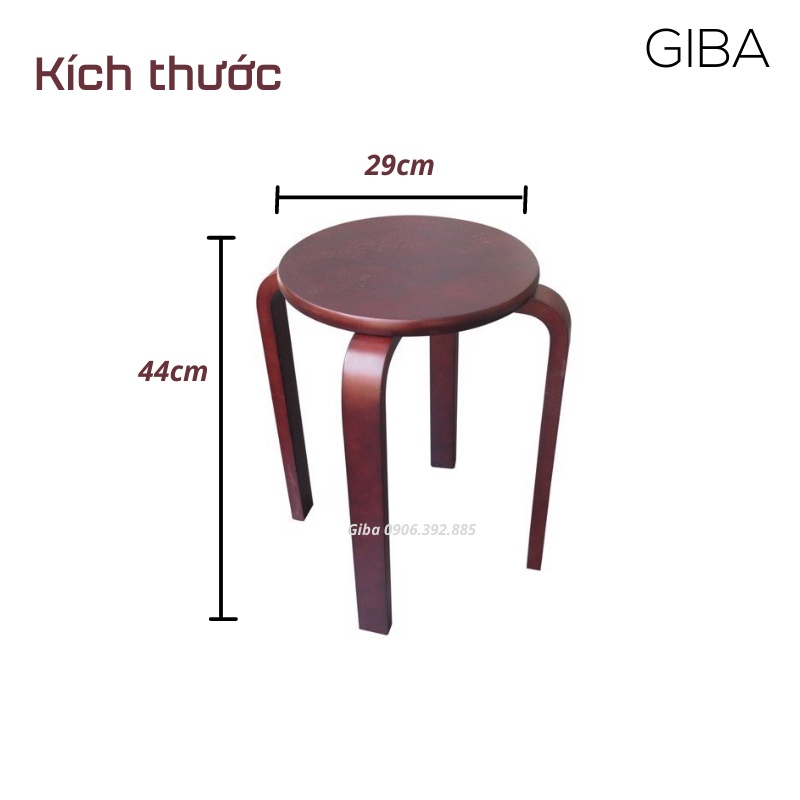 Ghế gỗ chân dẹp - 3 màu (Hàng tháo rời)