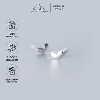 Khuyên tai bạc moonsilver bông tai bạc nữ nụ hình trái tim
