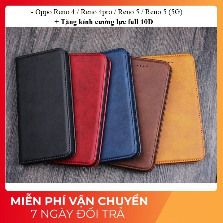 Bao da oppo reno 4 , reno 4pro , reno 5 , reno 5 dạng ví may viền , bảo vệ điện thoại tuyệt đối