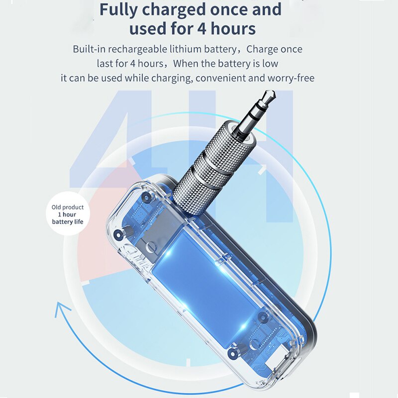 Thiết bị thu phát âm thanh bluetooth 5.0 2 trong 1 có giắc cắm 3.5mm cáp sạc usb dành cho xe hơi