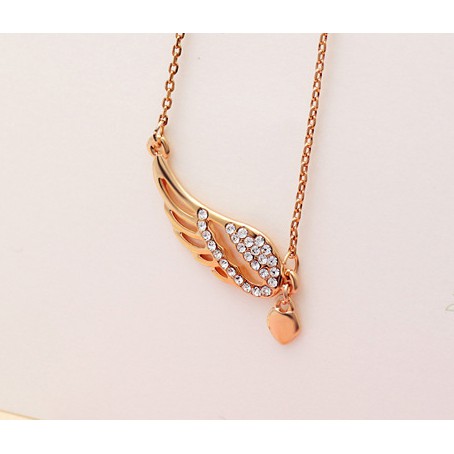 Dây Chuyền Hình Cánh Thiên Thần Đính Trái Tim Phong Cách Vintage Sang Trọng - Vòng Cổ Nữ Đính Đá VC-020