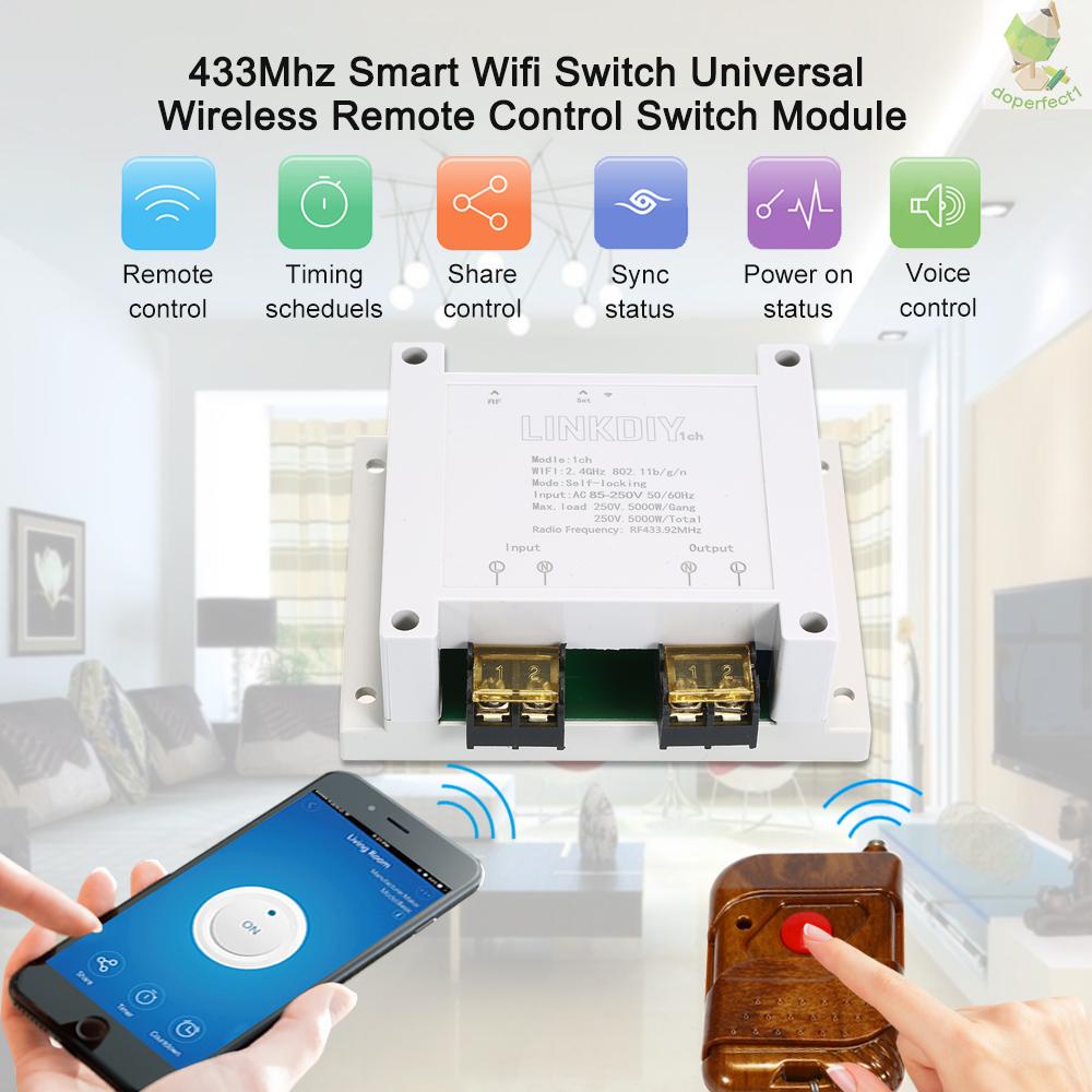 eWeLink 433Mhz Smart Wifi Switch Universal Wireless Remote Control Switch Module 1CH AC85-250V Timer Phone APP Remote Control Compatible with "Amazon" Alexa Google Home Voice Control With 1 Key RF433MHz Remote Controller for Smart Home