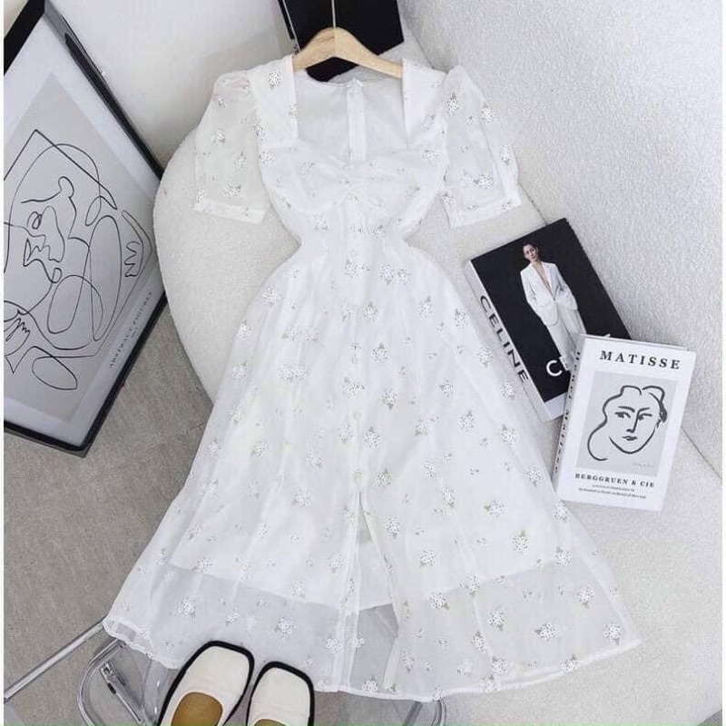 ĐẦM MAXI HOA XẾP LY NGỰC ĐUÔI CÁ ✨