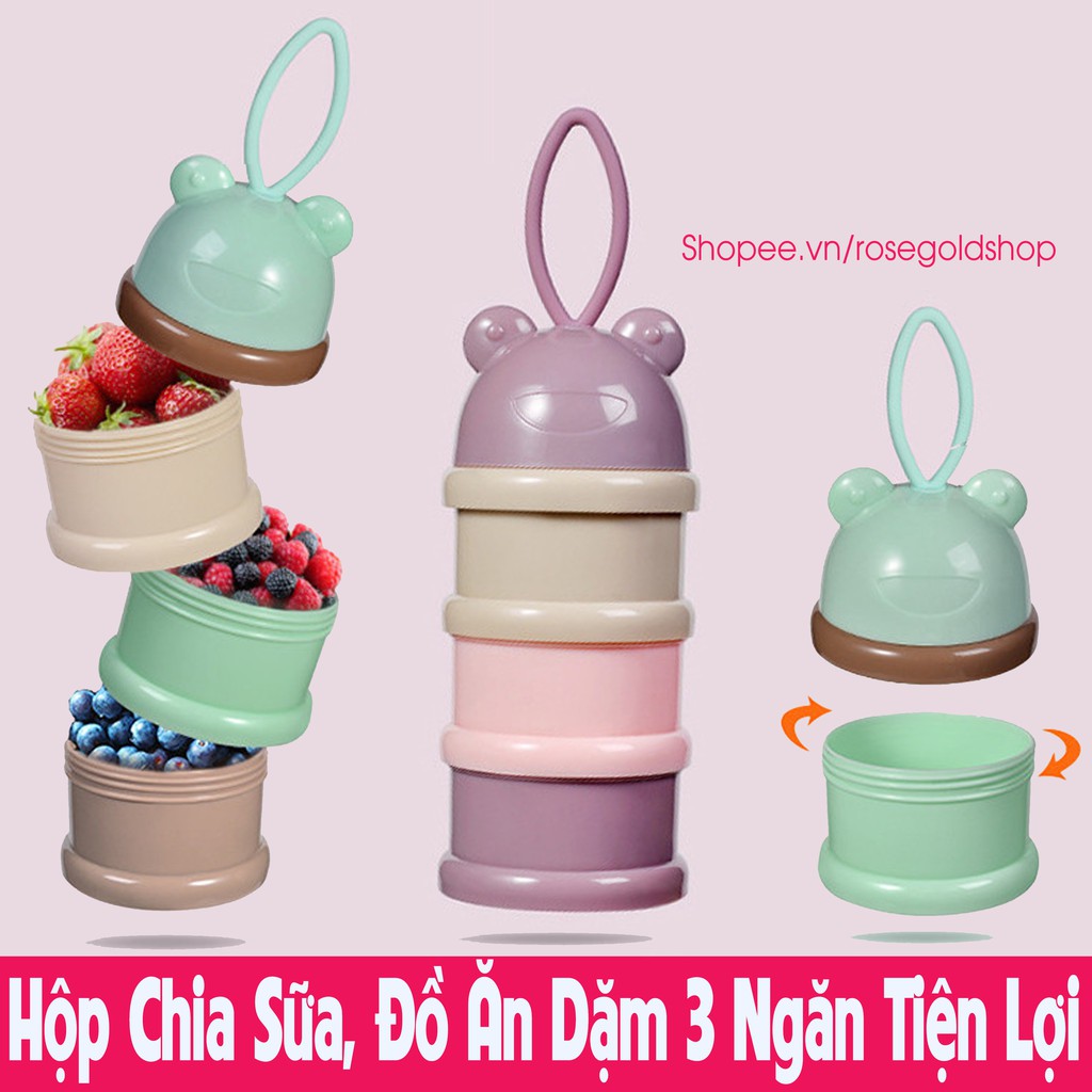 Hộp Chia Sữa, Đồ Ăn Dặm 3 Ngăn Tiện Lợi Cho Bé