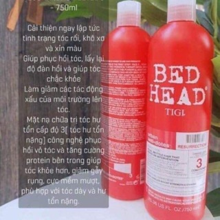 Cặp Dầu gội tigi đỏ cho tóc hư tổn cấp độ 3 - 750ml