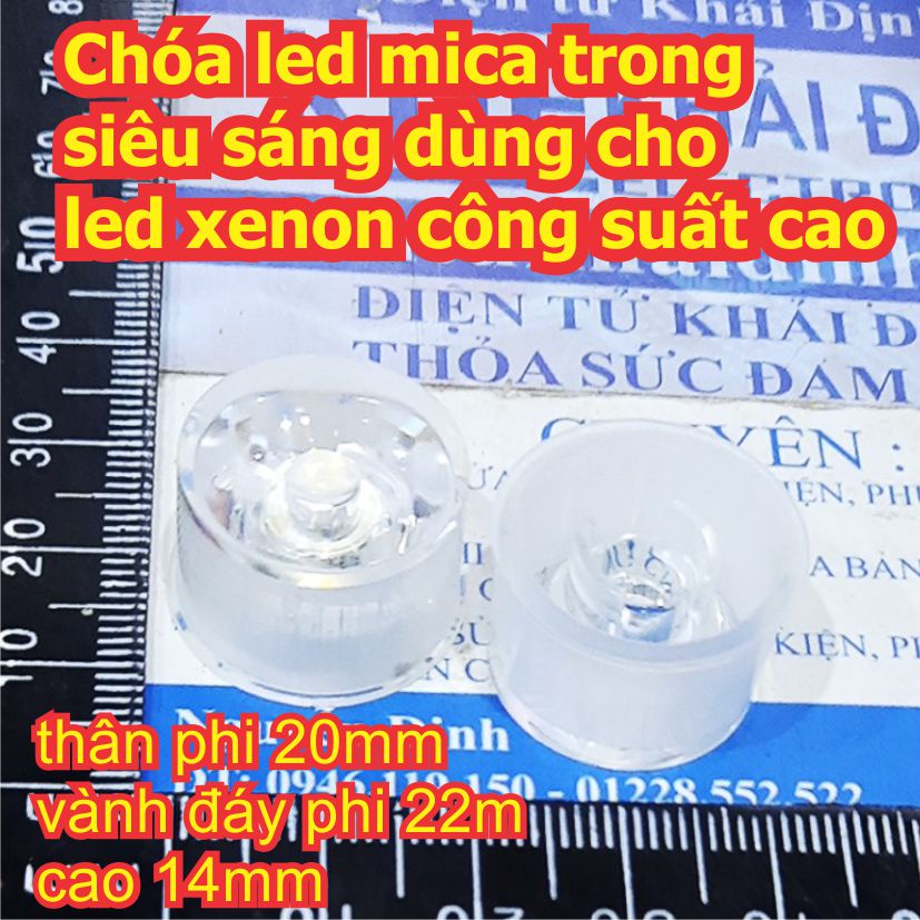 10 cái Chóa led mica trong siêu sáng dùng cho led xenon công suất cao 30 45 60 độ kde8168