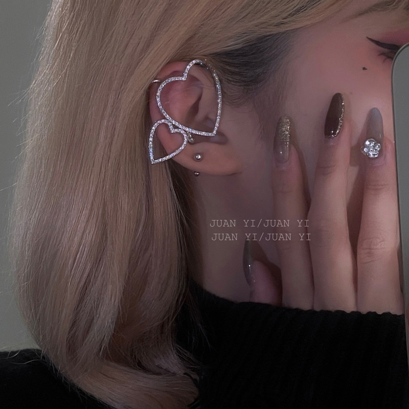 Bông Tai HìNh TráI Tim ĐíNh Đá Đơn GiảN