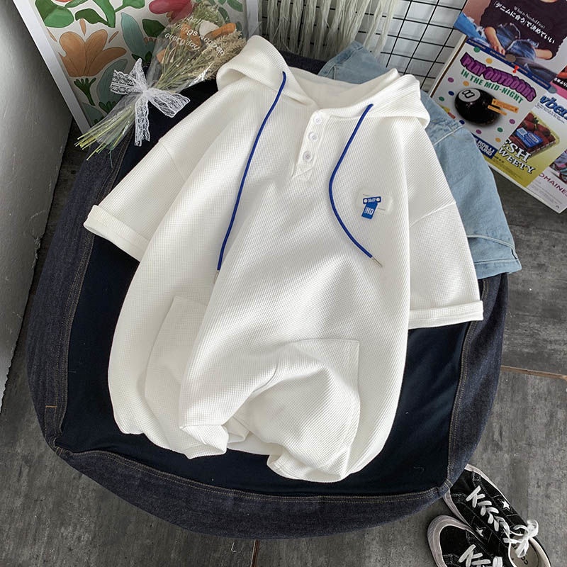 Áo Hoodie Ngắn Tay Dáng Rộng Thời Trang Mùa Hè Giản Dị Dành Cho Nam