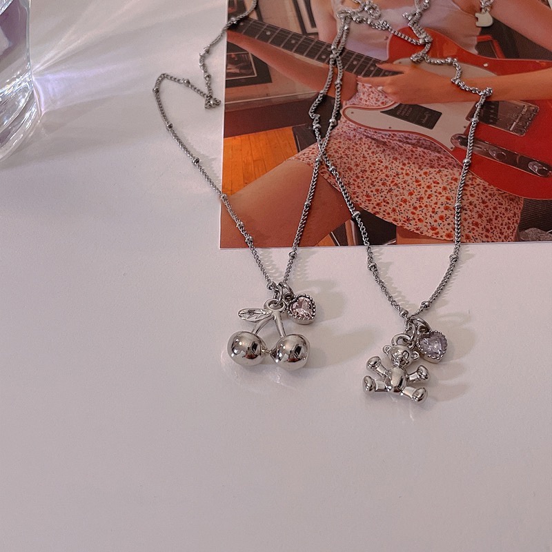 Vòng cổ 191202 mặt gấu / cherry / trái tim phong cách harajuku đơn giản thường ngày dễ phối đồ