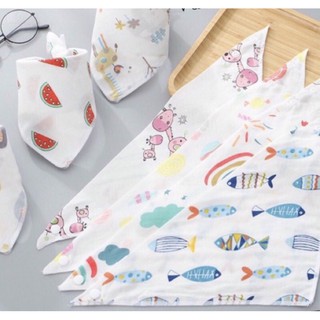 Set 10 yếm xô tam giác cúc bấm cho bé hoạ tiết đáng yêu