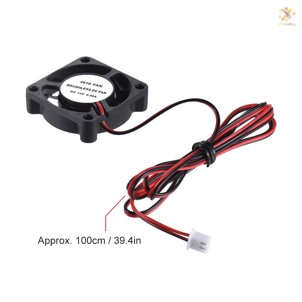 Set 2 Quạt Tản Nhiệt Anet 40x40x10mm Dc 12v 2 Dây Cho Máy In 3d Reprap I3