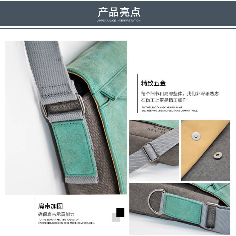 Túi đeo chéo vải canvas in hoạt hình Anime Demon Slayer Attack on Titan Naruto cá tính cho học sinh