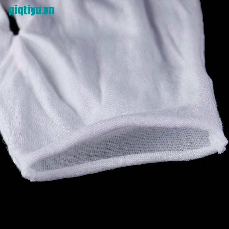 Set 6 đôi găng tay trắng vải cotton mỏng mềm dành cho nam nữ