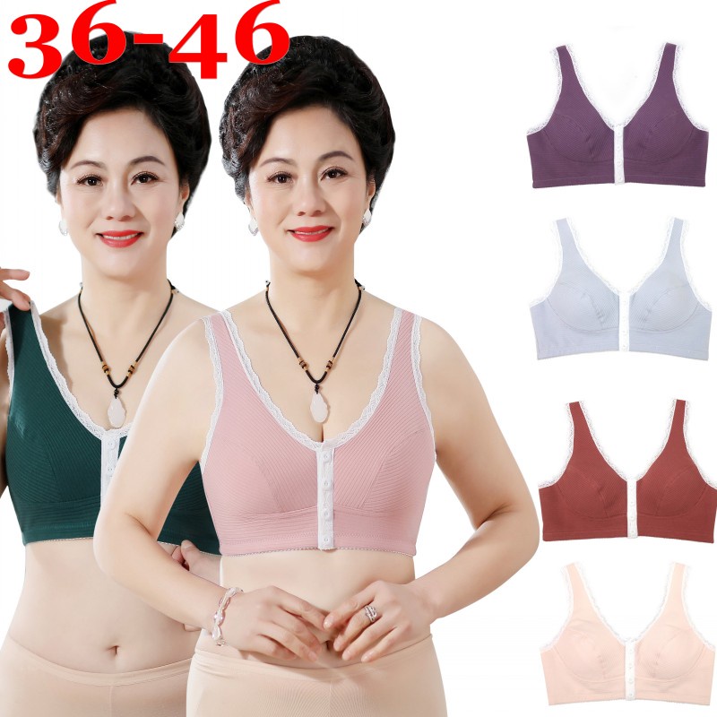 Áo Ngực Cotton Cài Nút Phía Trước Kiểu Mới Dành Cho Phụ Nữ Trung Niên Và Người Lớn Tuổi