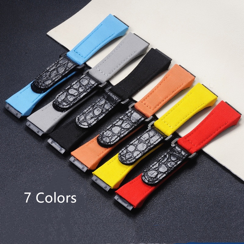 Dây Đồng Hồ Đeo Tay 25mm Bằng Vải Bạt Nylon Và Da Cá Sấu Cao Cấp Cho Richard Millet RM011 RM056