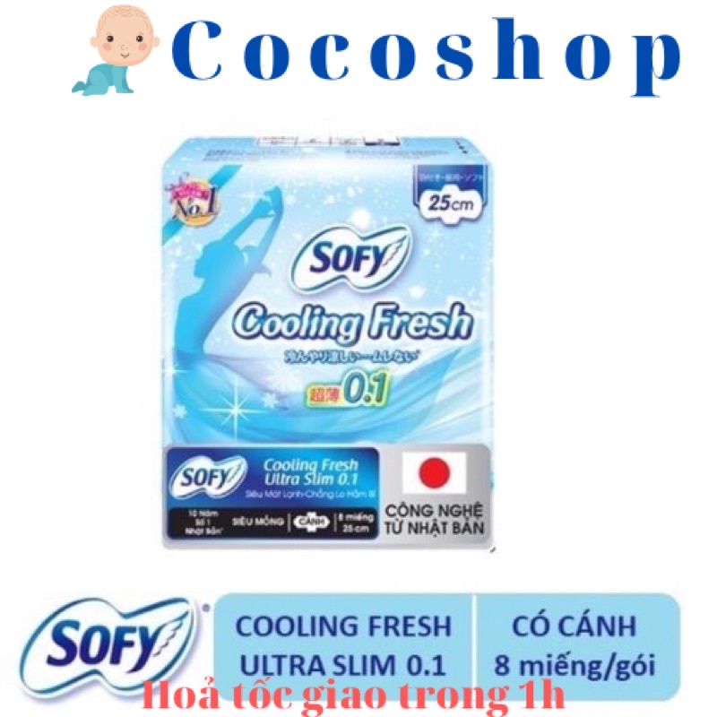 Băng vệ sinh nhật cao cấp Sofy cooling fresh 25cm 8 miếng