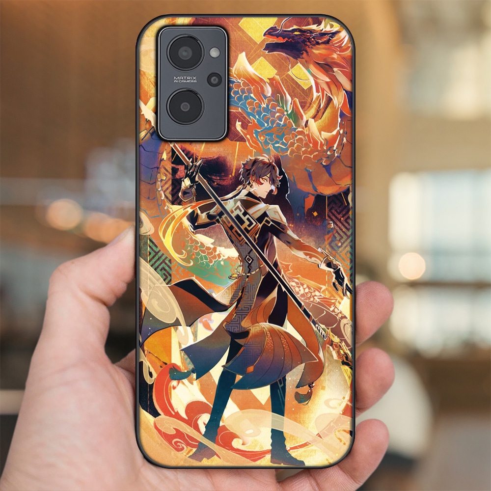 Ốp lưng Realme 9i viền đen in hình Zhongli Genshin Impact