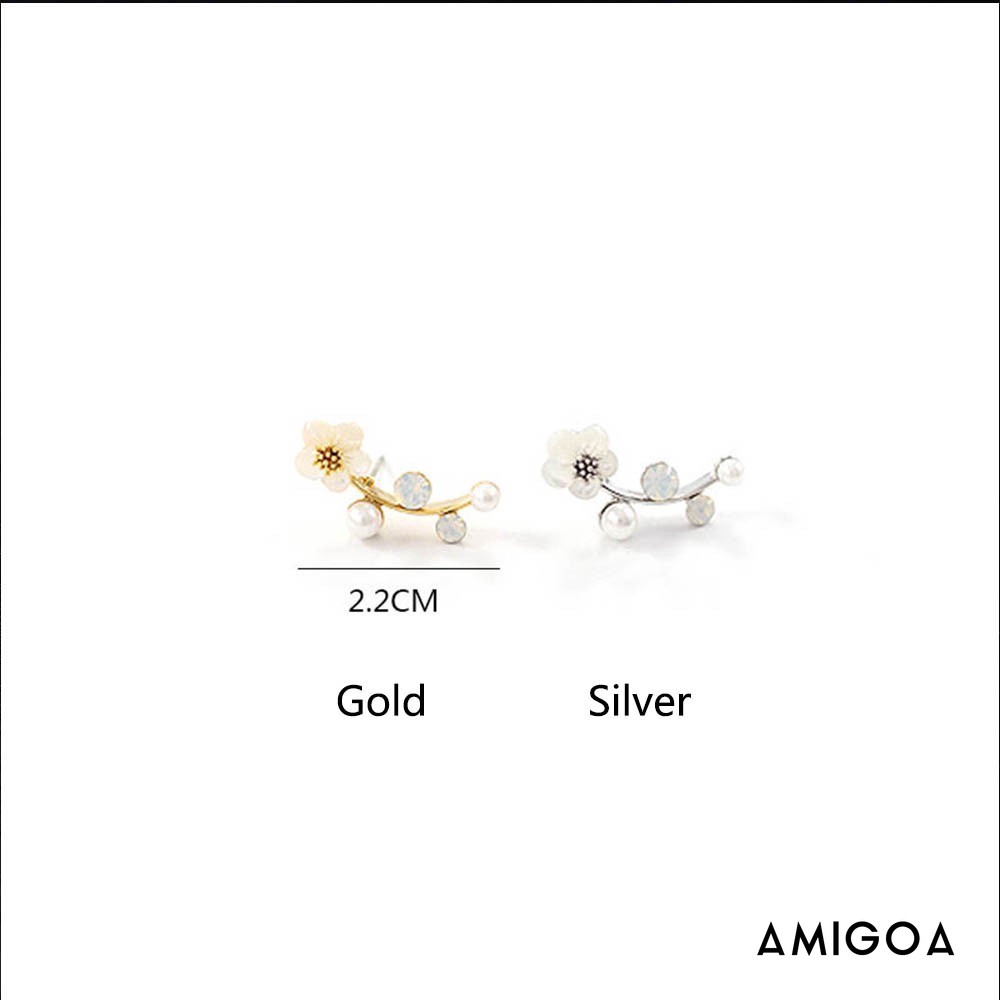 ✨✨Đôi bông tai hình hoa phối đính ngọc trai thời trang cho nữ