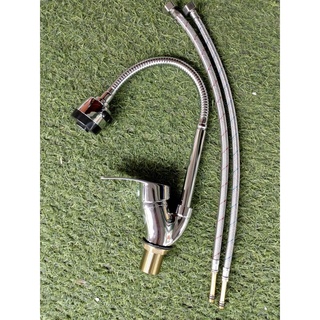 Vòi chậu rửa bát, vòi rửa chén nóng lạnh cổ mềm inox