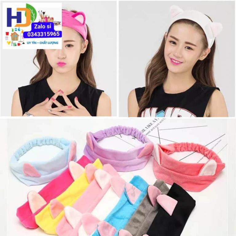 Băng Đô Tai Mèo Hàn Quốc Dùng Khi Trang Điểm, Rửa Mặt Và Đắp Mặt Nạ BĐ1