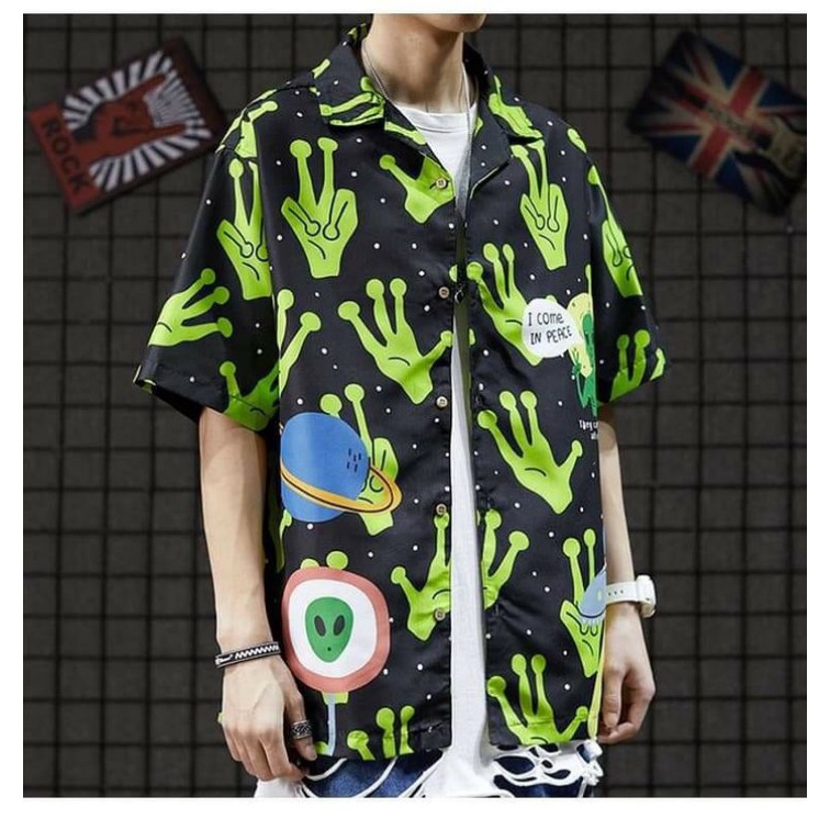 Áo Sơ Mi Tay Ngắn Unisex Cổ Bẻ Phông Cách Hàn Quốc Freesize
