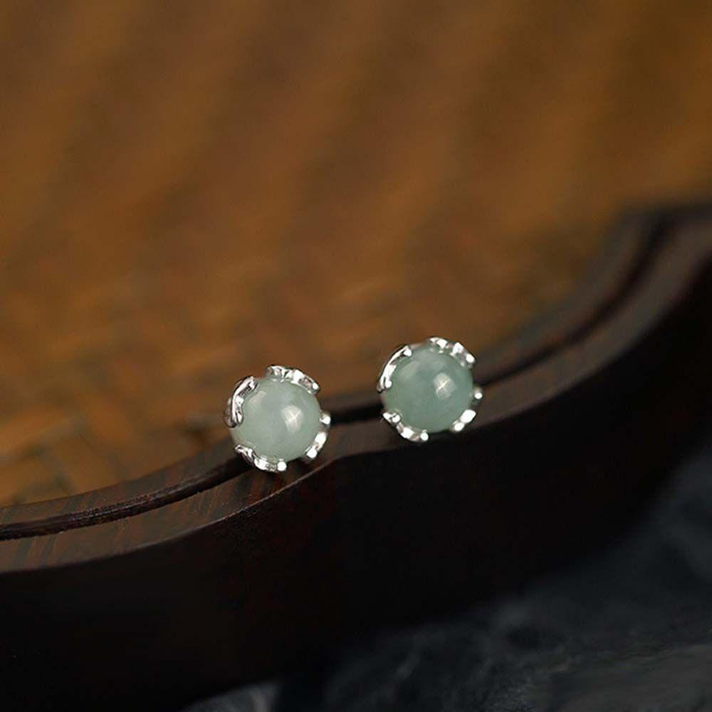 JARRED Bông Tai Đính Ngọc Lục Bảo Màu Xanh Lá Nhạt Phong Cách Hàn Quốc Sang Trọng Thời Trang