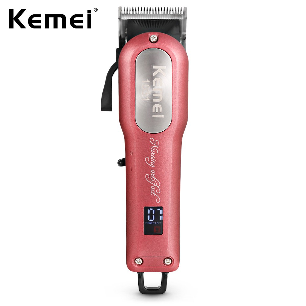 Tông Đơ Kemei KM-1031 Cắt Tóc Salon Chuyên Nghiệp Sạc Điện Công Suất Mạnh Hiển Thị LCD