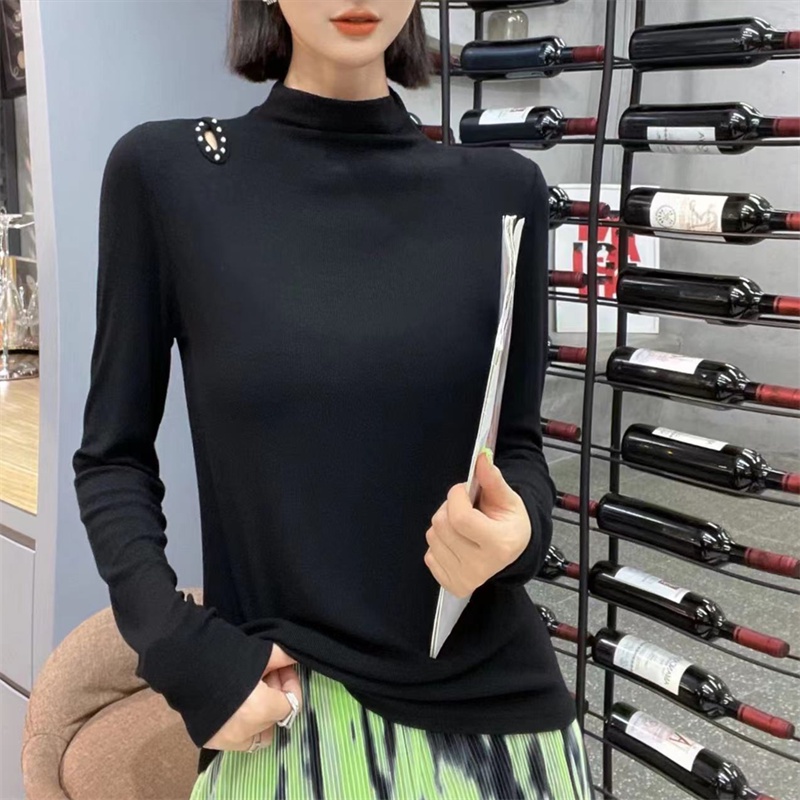 Áo Thun Tay Dài Cổ Lọ Ôm Dáng Co Giãn Phong Cách Hàn Quốc Thời Trang Cho Nữ
