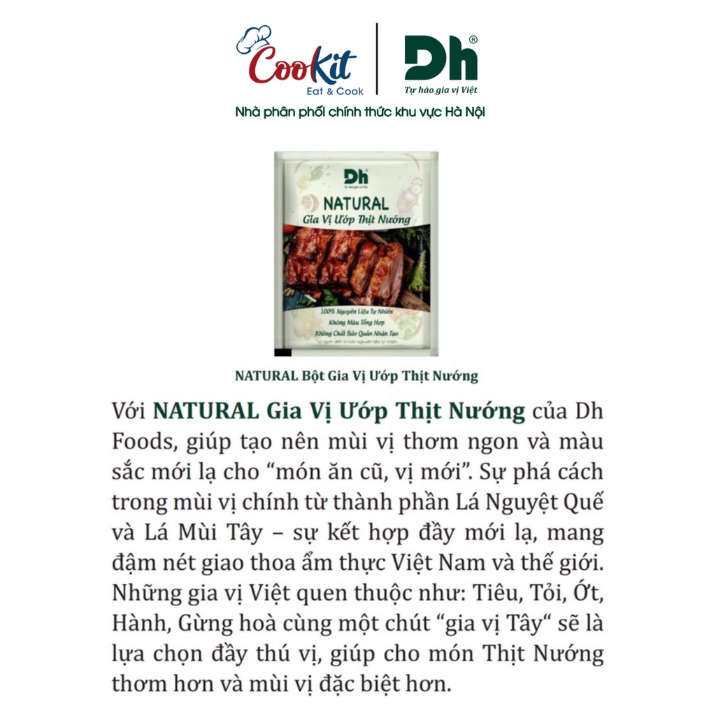 Gia vị ướp thịt nướng Natural Dh Foods nêm nếm sẵn BBQ cho thực phẩm thơm mùi khói 10Gr