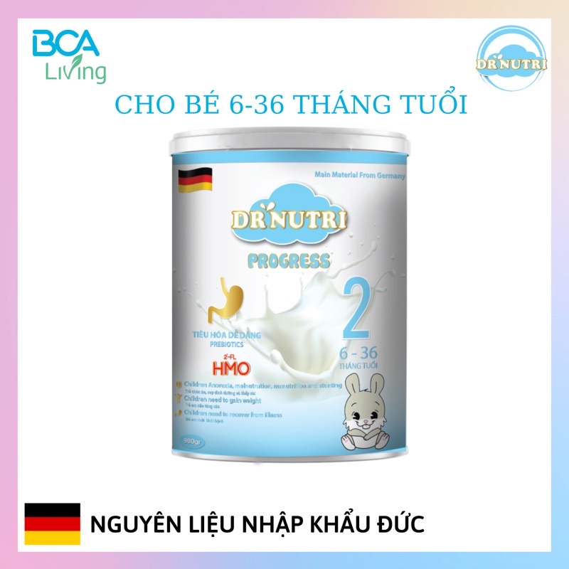 Sữa bột dinh dưỡng cao năng lượng phát triển chiều cao và trí não Dr Nutri Progress 900g (6 – 36 tháng)