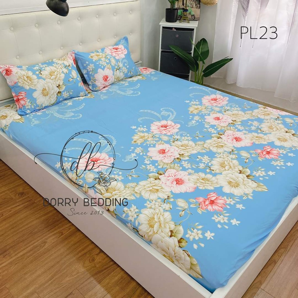 Sale 14 ngày bộ ga gối 1m2 poly mẫu hoa trà