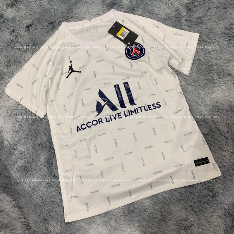 Bộ quần áo đá banh clb pari/psg màu trắng full chữ hàng cao cấp 2023