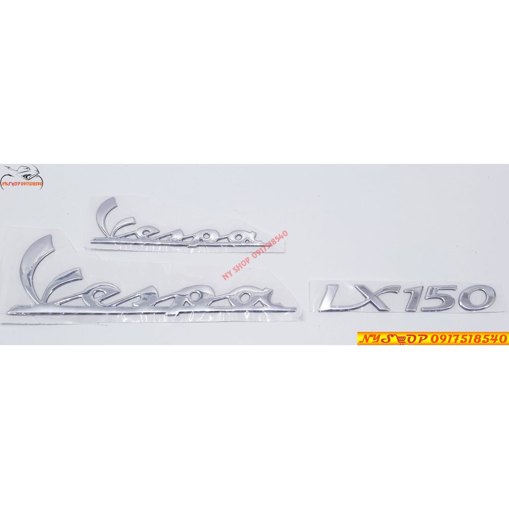 Bộ 3 tem logo nổi Vespa LX 150 , LX 125