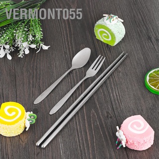 Vermont055 Portable Spoon Fork Chopsticks Stainless Steel Camping Travel Tableware Set