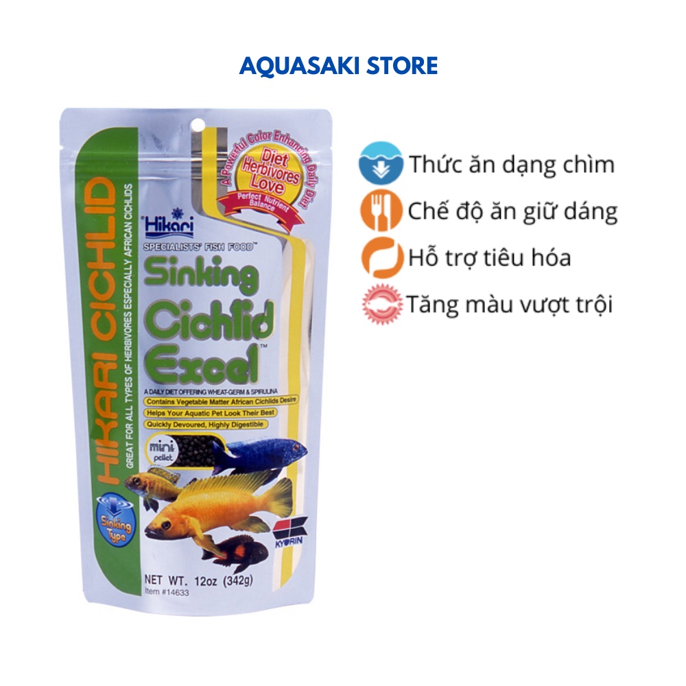 Cám cho cá ali Hikari Cichlid Excel hạt chìm 342g