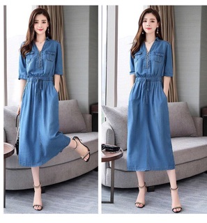ĐẦM JEAN XOÈ PHỐI DÂY KÉO