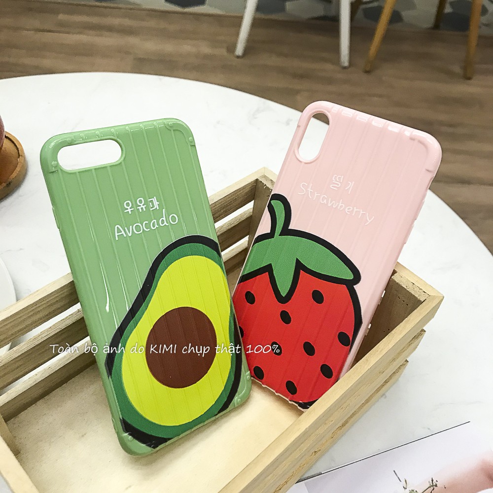 Ốp dẻo vali nổi sọc 3d hoa quả dành cho Iphone