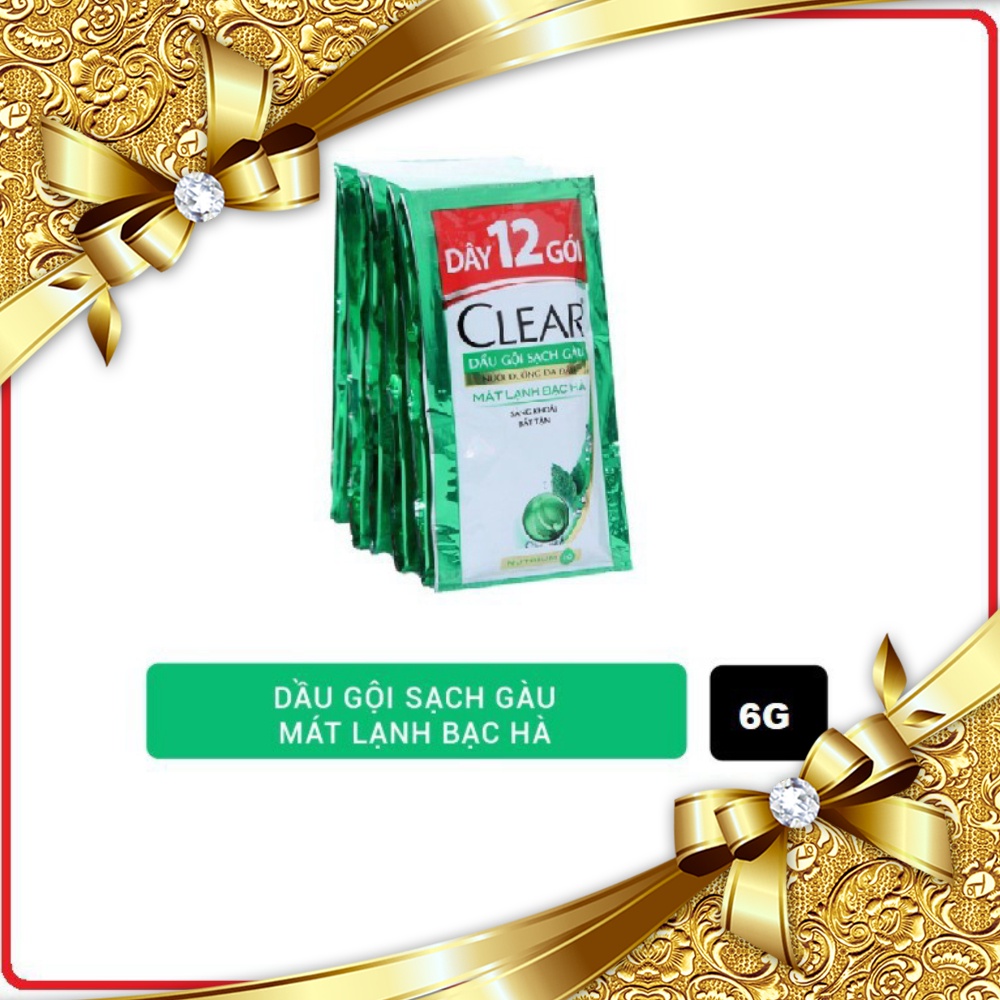 Combo 6 Dây Dầu Gội Clear Dây Mát Lạnh Bạc Hà 12 gói