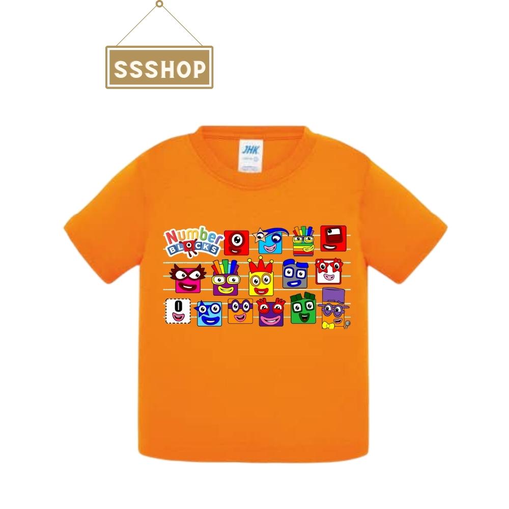 Áo thun trẻ em💖Áo cotton mát mịn họa tiết Hoạt Hình Number Block dễ thương cho bé trai và bé gái - SSSHOP 09
